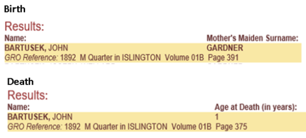 Birth and death in the same Qtr but showing age at death as 1 year