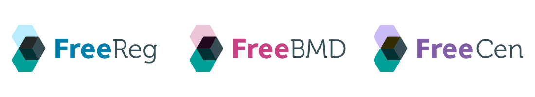 FreeBMD, FreeREG and FreeCEN logos